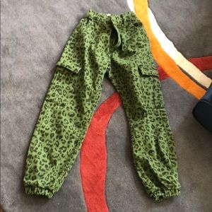 Bershka brand new leopard green cargo pants